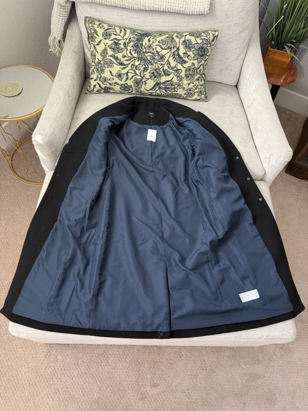 J.Crew Factory Black Wool Blend Topcoat Petite XS Classic Coat - Picture 8 of 8